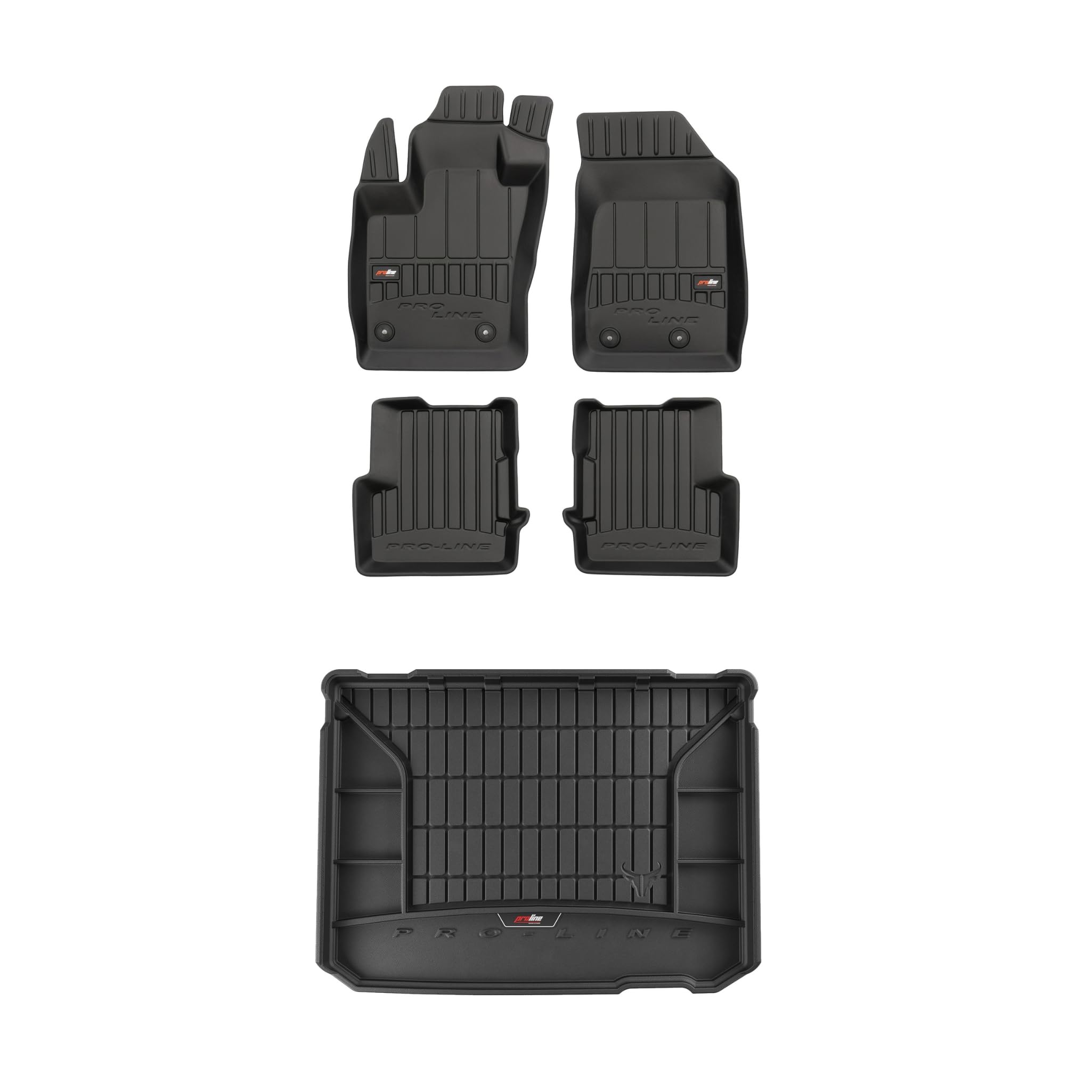 FROGUM ProLine 3D Un Juego de Alfombrillas de Goma para Coche y cubeta Maletero con Logo Alfombras para Jeep Renegade Desde 2014| Los Bordes más Altos