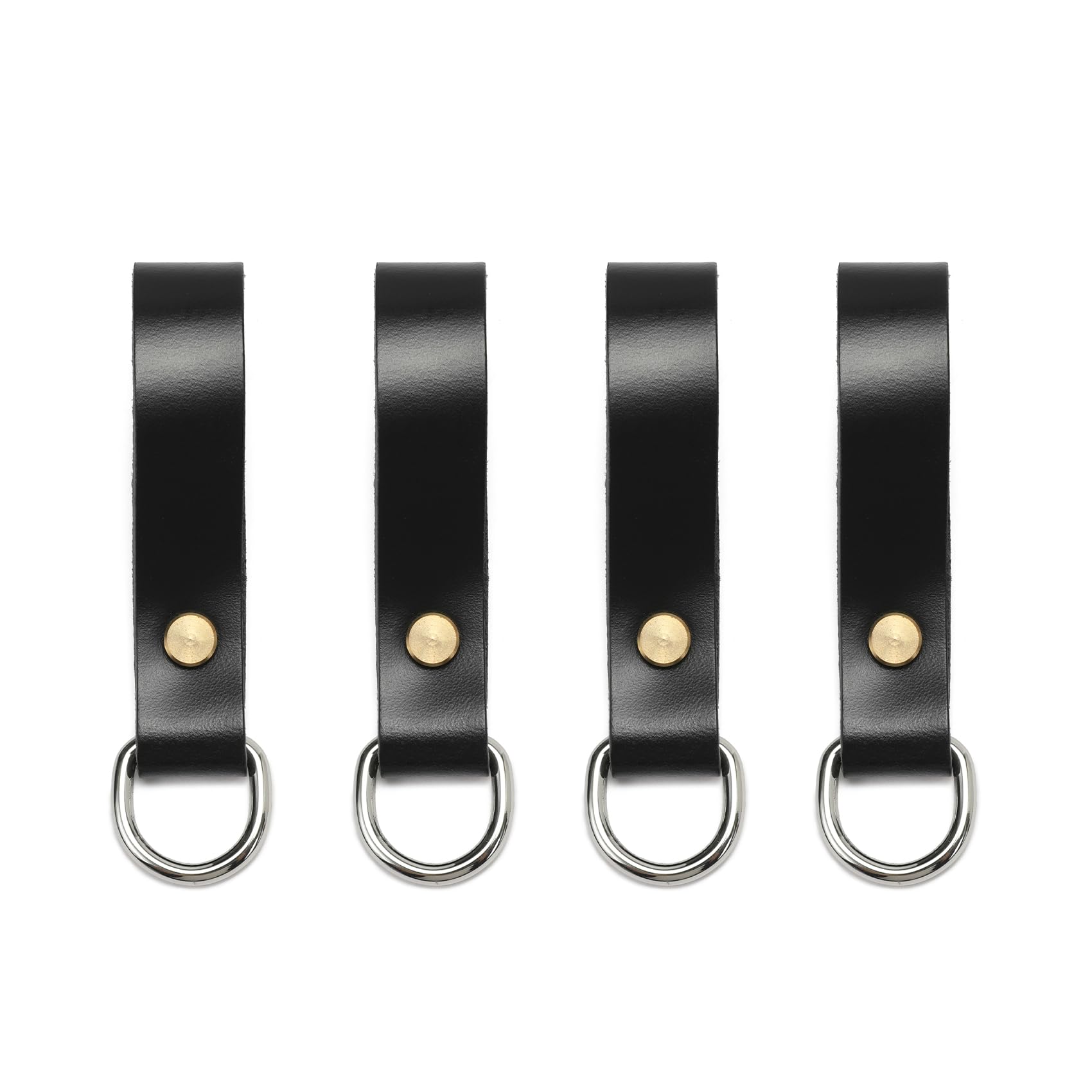 4 Packs Echtes Leder Gürtelschlaufe mit D Ring, Werkzeuggürtelschlaufe,Schlüsselanhänger (2 Zoll breites Hartleder)