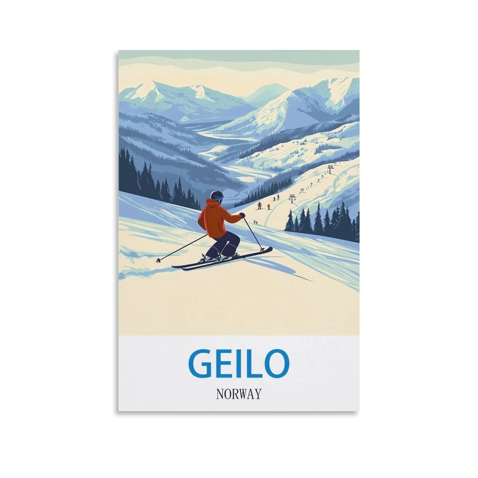 Ctzikww Unframe-Style Geilo Norway Vintage Travel Poster 08X12inch(20X30cm) Canvas Art Prints Picture Wall Art Painting