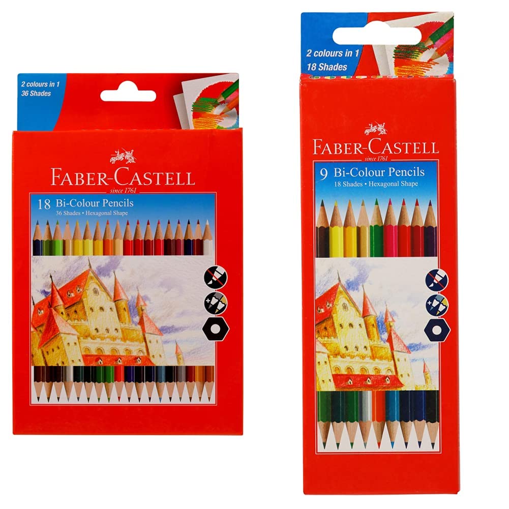 Faber-Castell Bi-Colour Pencil, Pack of 18 (Assorted) Bi-Color Pencil Set - Pack of 9 (Assorted)