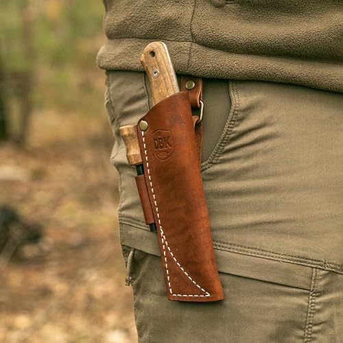 Miniatura 9 de BPS Knives Bushmate 2.0 Diseñado por DBK - Cuchillo Bushcraft - Cuchillo de acero al carbono de hoja fija con funda de cuero y Firestarter -