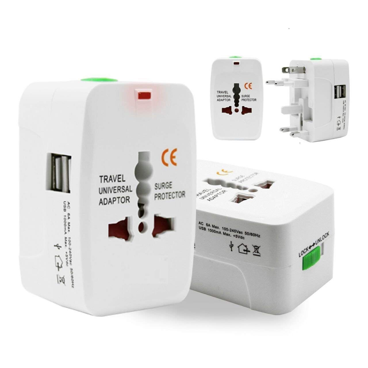 DARAHSDarahs Latest Universal Adapter Worldwide Travel Adapter with Built in Dual USB Charger Ports-(Color May Very)
