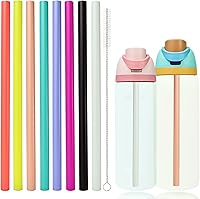 Vista 1 de 8 popotes de repuesto para botella Owala FreeSip de 24 onzas y 32 onzas, popotes de plástico reutilizables con cepillo limpiador de limpieza