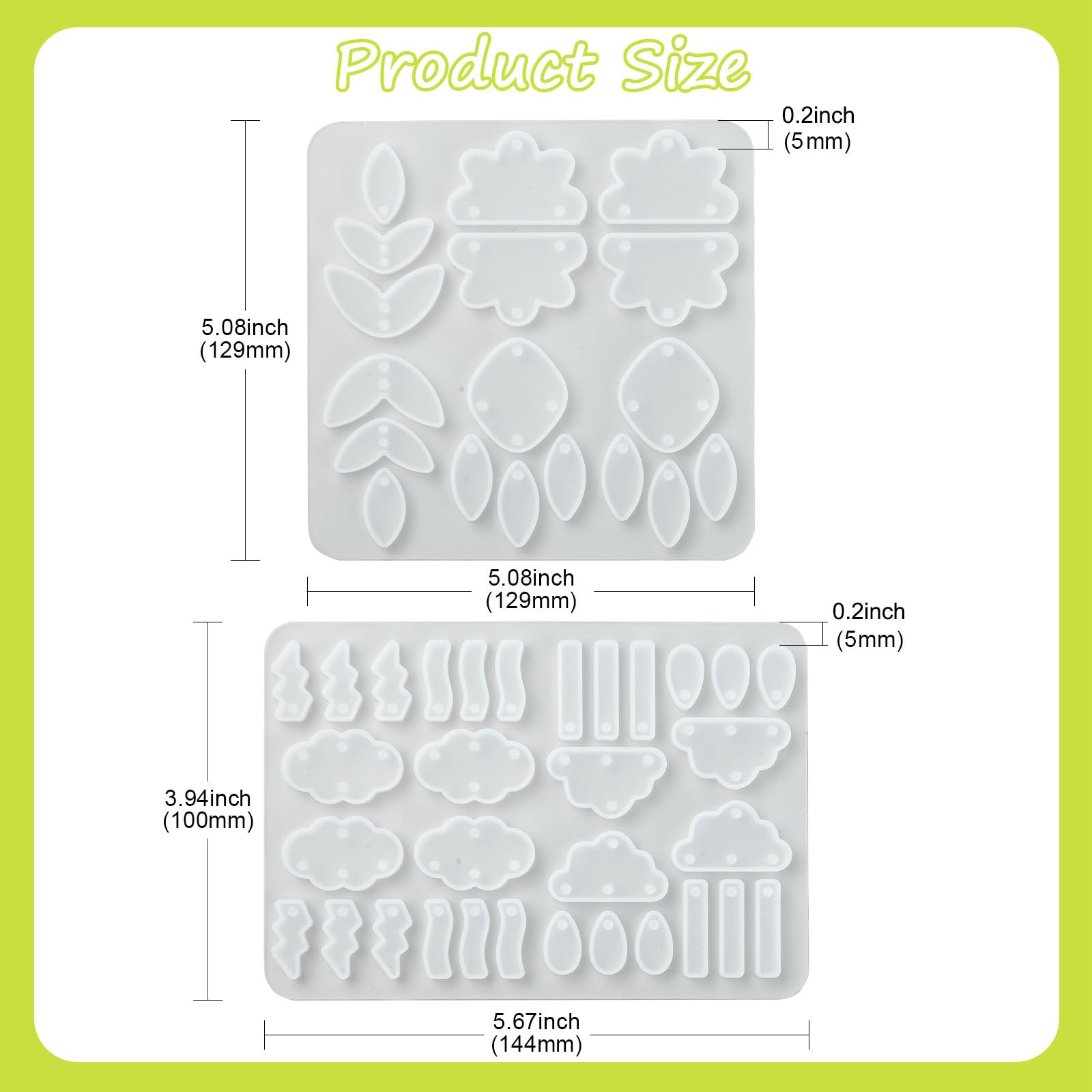 UR URLIFEHALL 2 Pcs Epoxy Resin Moulds Cloud Raindrop Leaf Shaped Silicone Casting Moulds for DIY Jewellery Earring Ornaments Keyring Crafts - Image 2