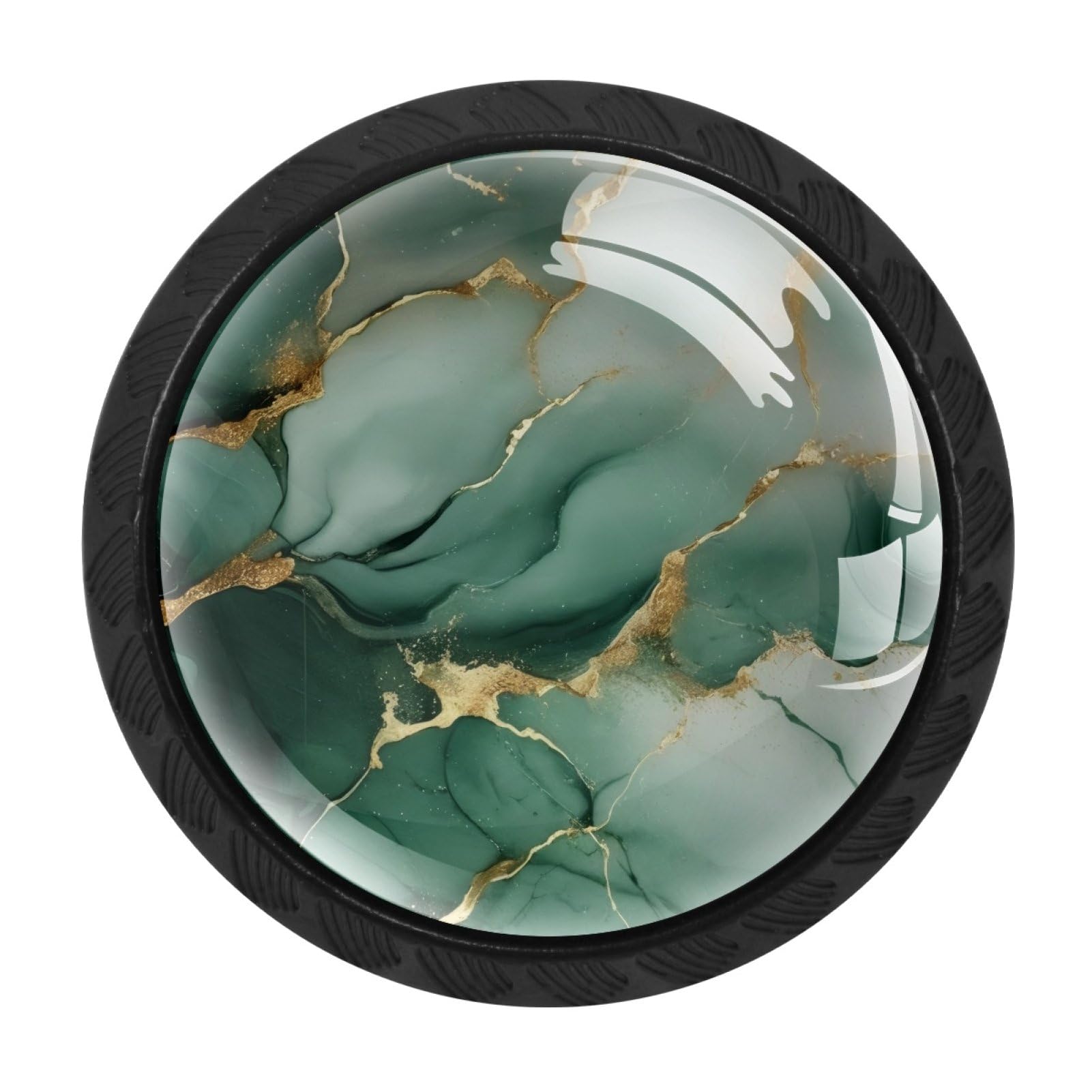 Luoweisi Green Marble 4 Pack Cabinet Knobs Round Drawer Pulls Cupboard Door Handles Cabinet Hardware For Kitchen Bathroom Decor