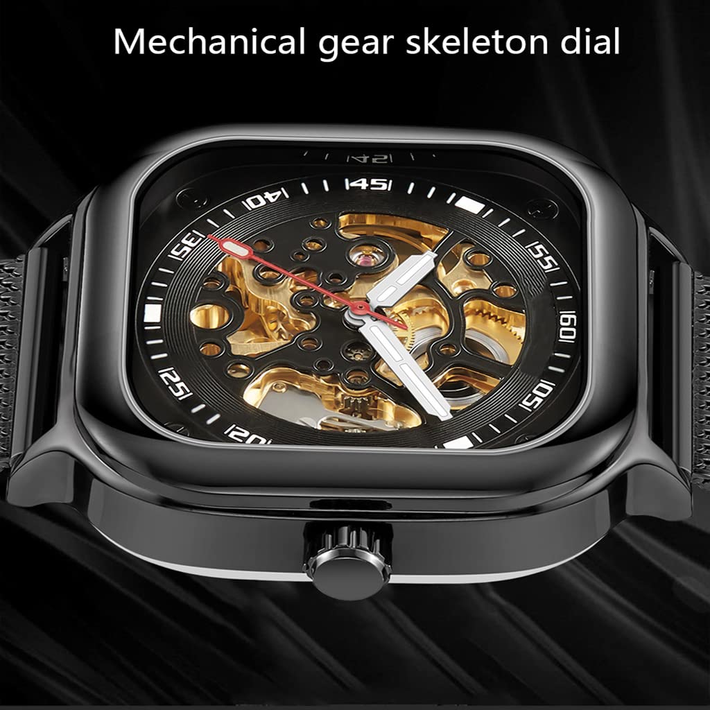 Modny biznesowy męski zegarek mechaniczny mechanizm trzyczęściowy skórzany pasek pusty zegarek, średnica tarczy 42 mm