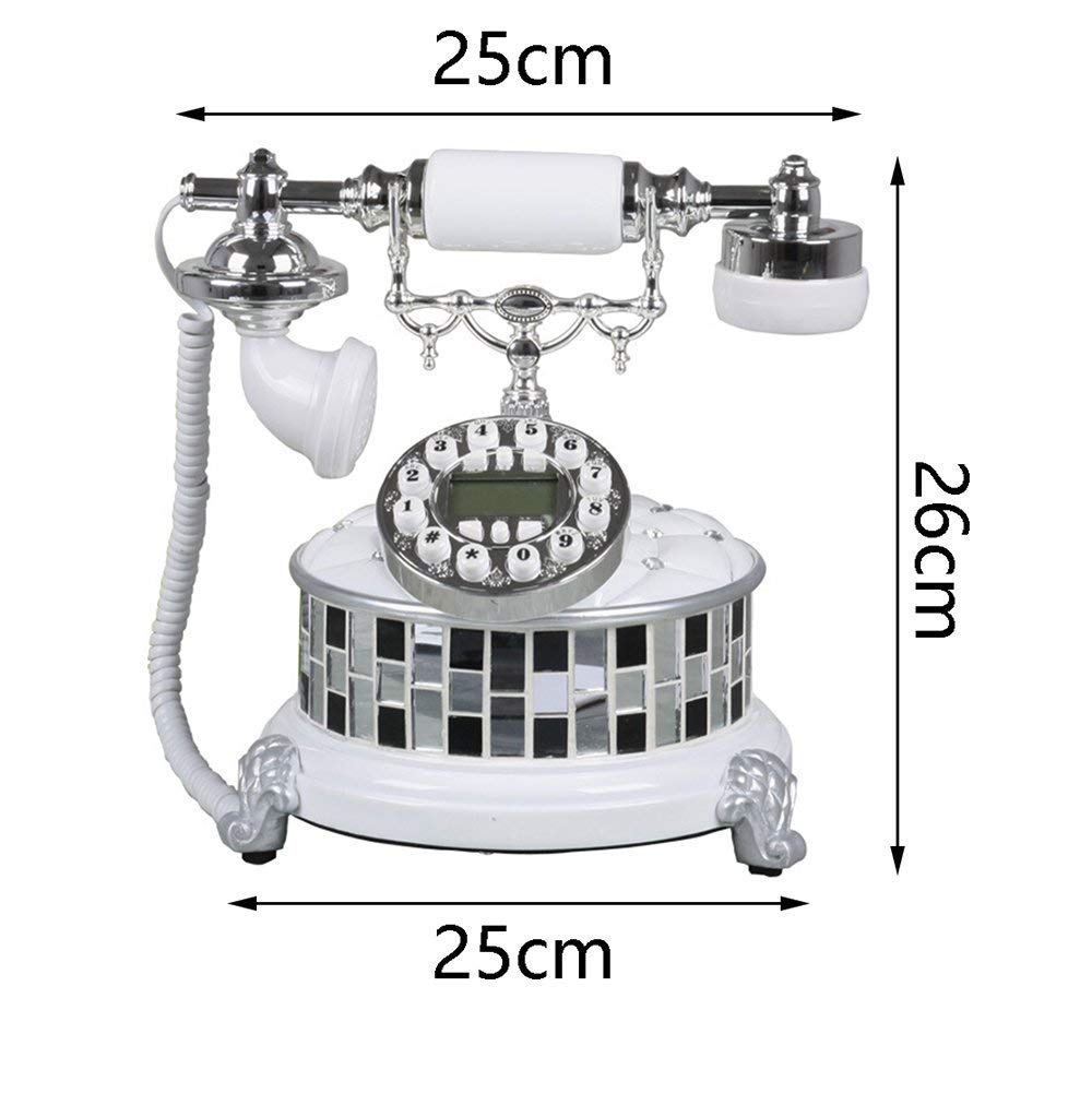 Telefon stacjonarny w stylu retro， Żywiczny Telefon Przewodowy Czarno-Biały 25x26x25cm