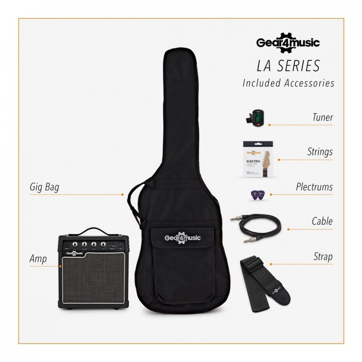 Chitarra elettrica 3/4 LA di Gear4music Blue con amplificatore 10W e borsa morbida