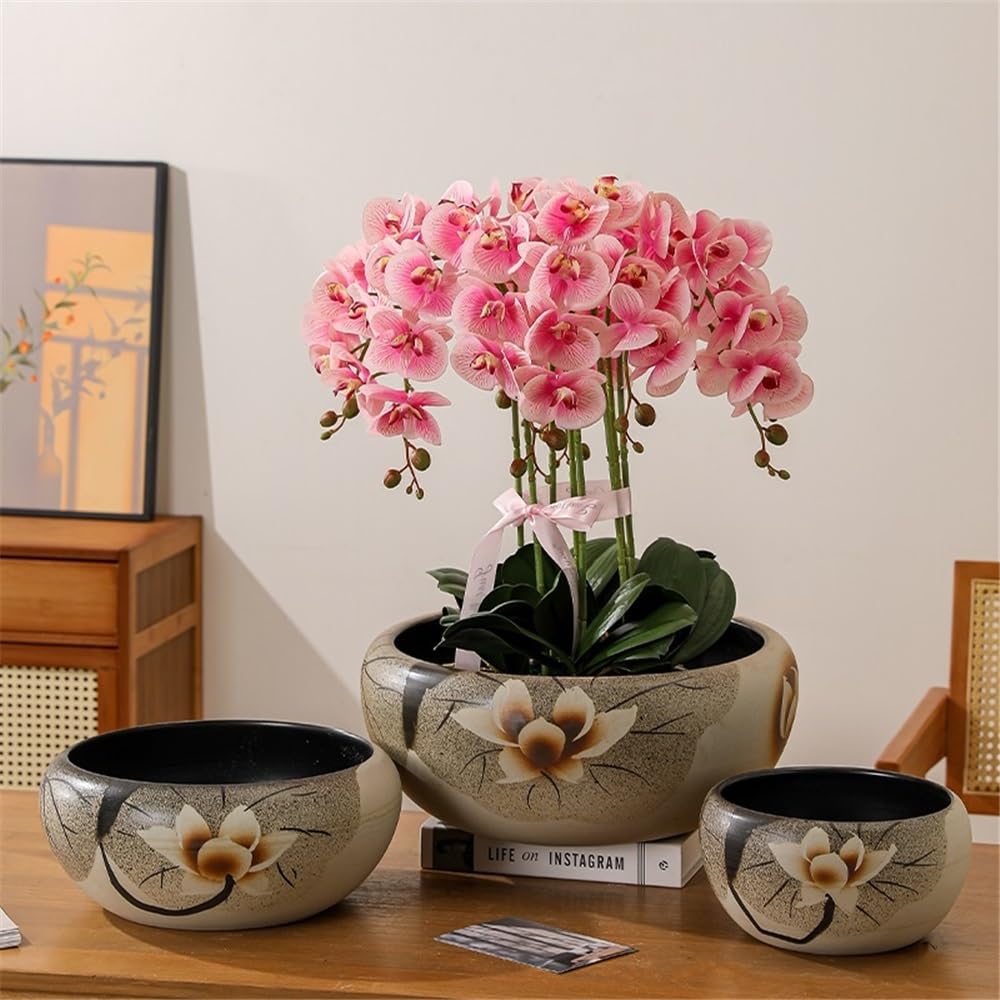 Doniczka Ceramiczna nieporowata doniczka w stylu chińskim, dom, salon, storczyk Phalaenopsis, żonkil, lilia wodna, naczynie hydroponiczne Rośliny domowe, sukulenty, kwiaty(Średni)