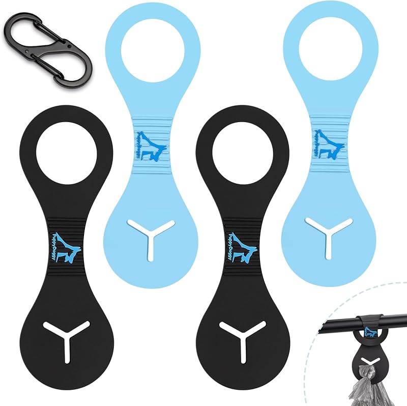 Porta-Saco para Fezes de Cães em Silicone PuppyDoggy Preto e Azul 4 Peças