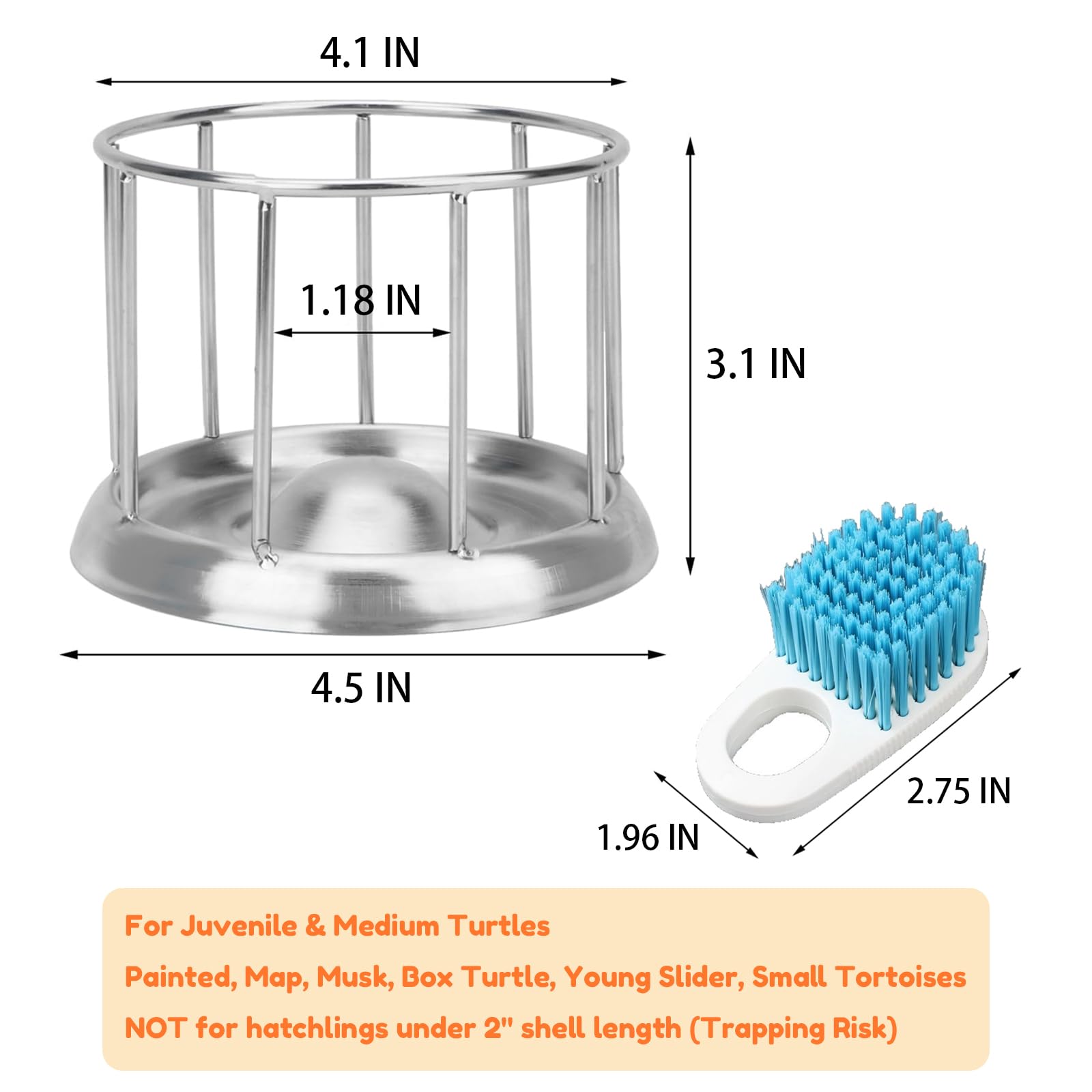 Mangeoire à tortues en acier inoxydable avec barrière anti-déversement et anti-dispersion, bol d'alimentation pour tortues aquatiques, tortues, dragons barbus, lézards (M)