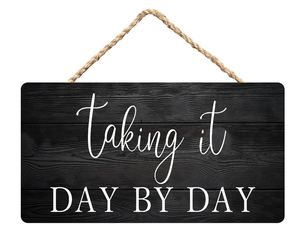Taking It Day by Day Wooden Sign Wall Art, Home Decor for Mindfulness Enthusiasts, 12X6 Inch