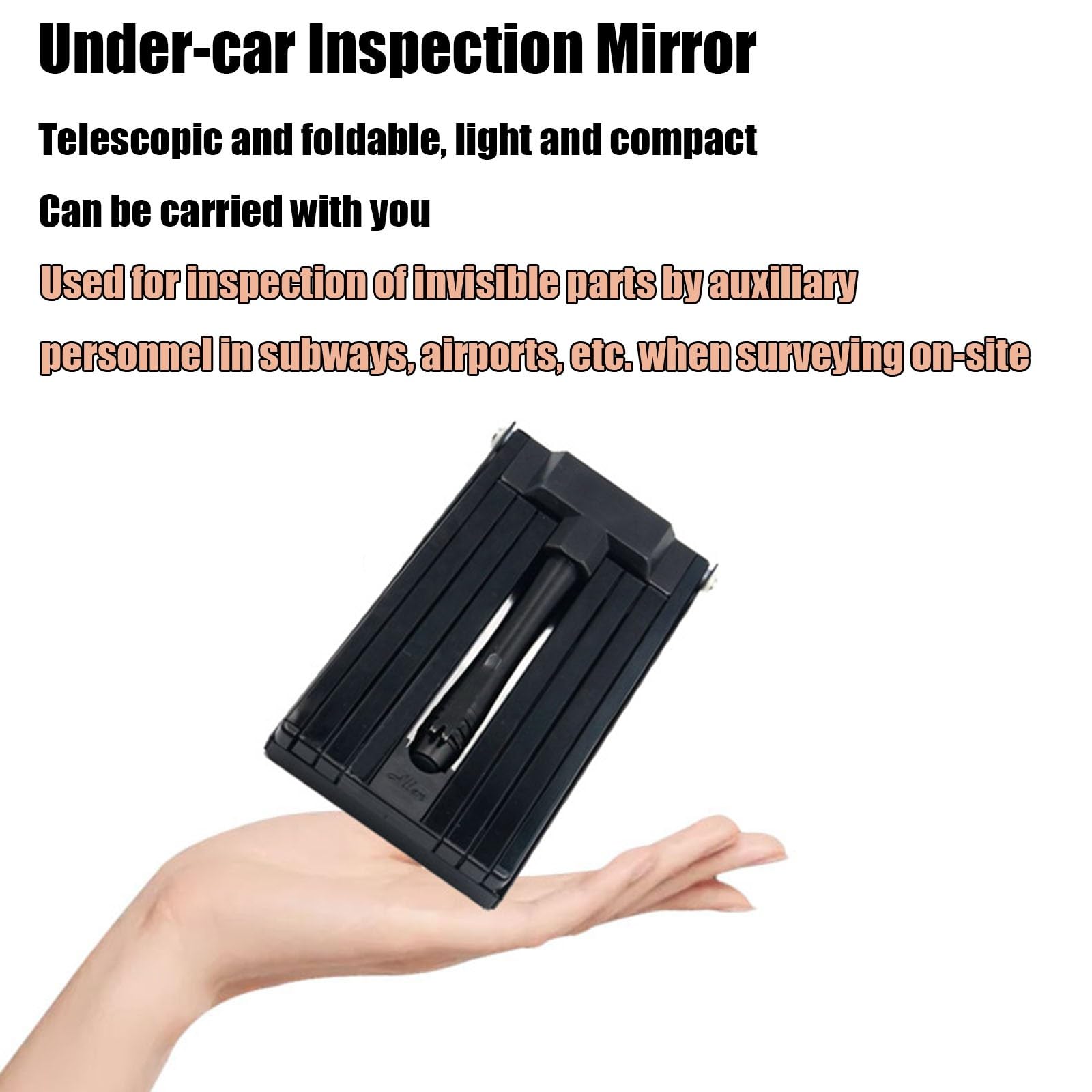 Espejo De Inspección De Bajos, Espejo Telescópico De Inspección De Maquinaria con Aumento Led, Espejo De Seguridad para Inspección De Bajos De Vehículos para Camione