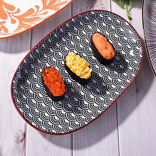 Bosili Family Dinner Plates Set Of 4, Japanese Glazed Ceramic Plate Family Dinner Plate, 9.4 Inch Oval Plate Fish Plates #TOP3