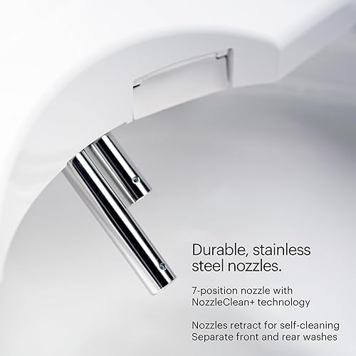 Miniatura 9 de Brondell S1400-EW Swash Asiento de inodoro eléctrico con boquilla oscilante de acero inoxidable, secador de aire caliente, calefacción, luz