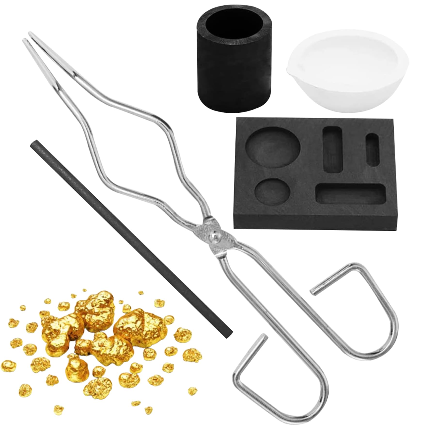 Kit de crisol Grafito Herramientas de fundición de bricolaje Crisoles resistentes al calor para fundir metal Plata Oro Lingote de cobre Kit de fusión de plata Kit de fundición de oro Crisoles para fun