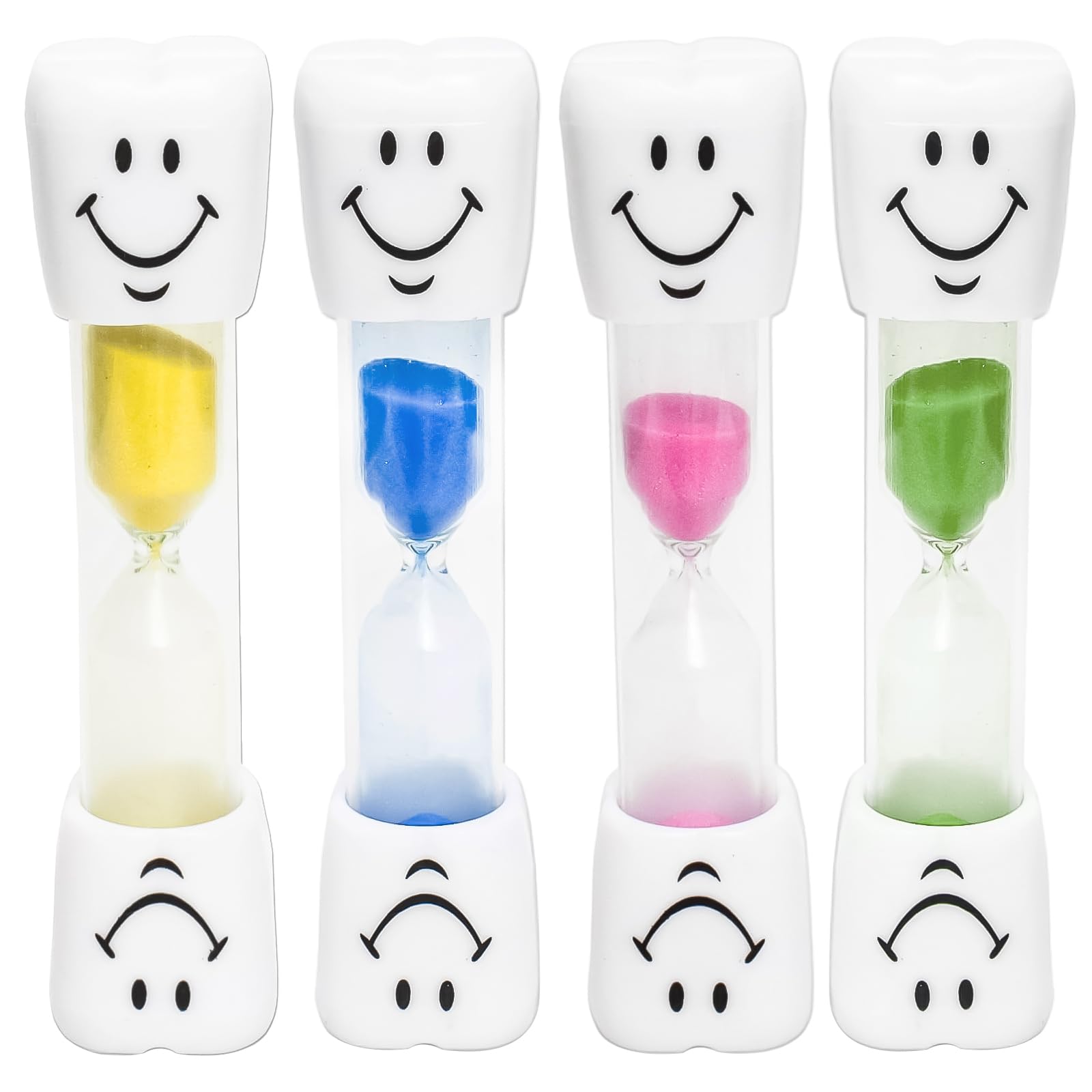 Kids Toothbrush Timer, 4 Pcs 2-Minute Smile Hourglass Timer for Maintaining Oral Hygiene, Perfect for Children's Day Gift