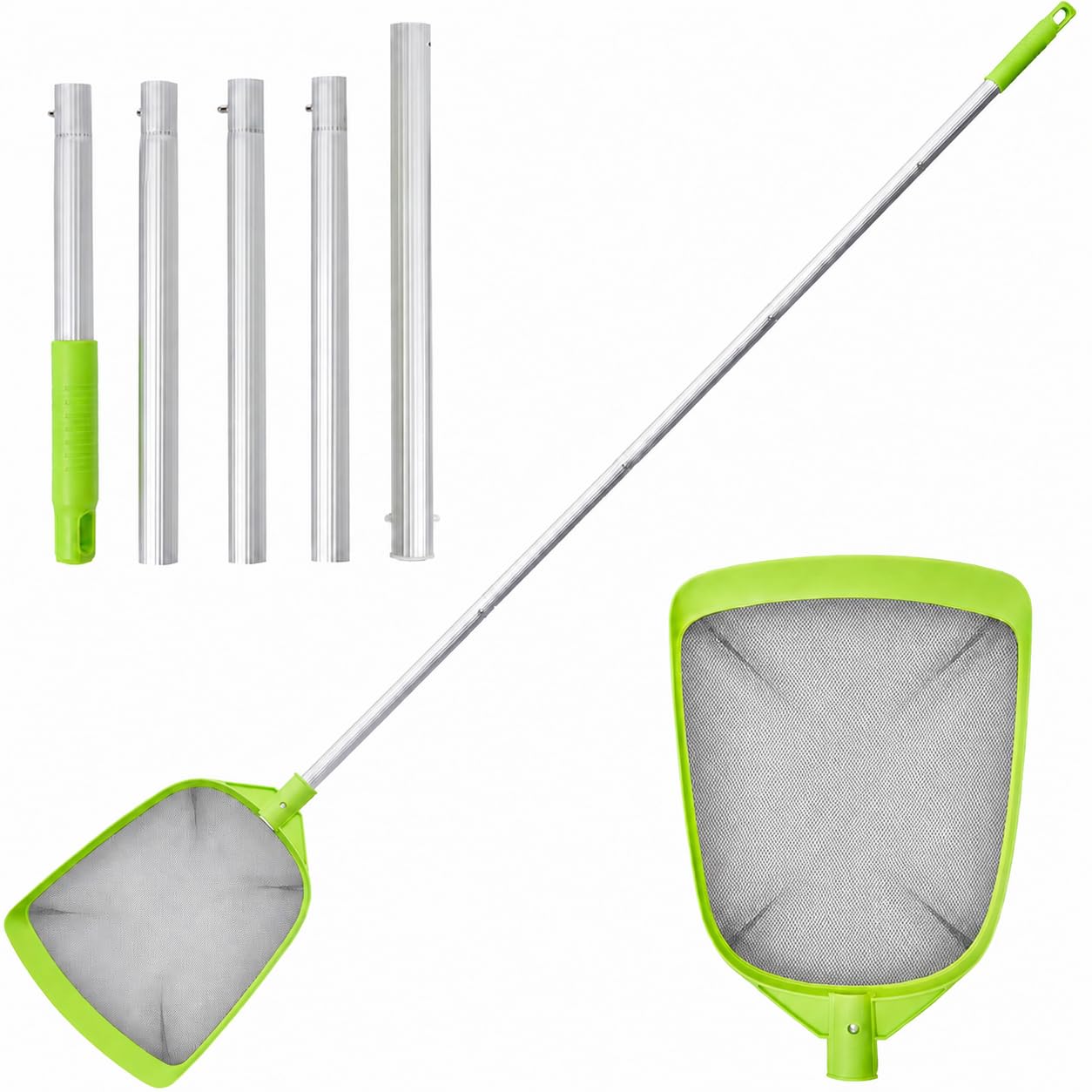 Sepetrel Pool-Laubkescher mit 61-142 cm Premium-Stange, mittelgroßes Netz für die Reinigung von Pool, Teich, Spa, Whirlpool