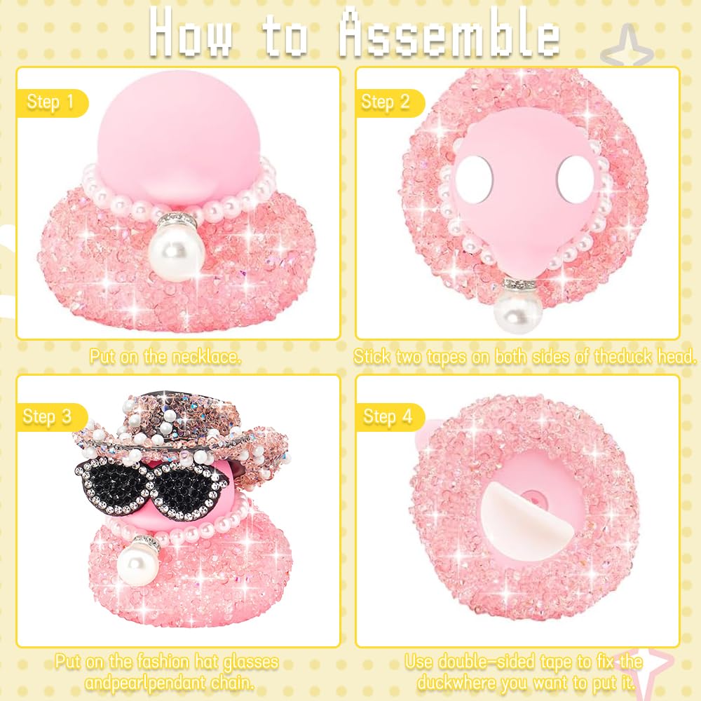 Divertenti Paperelle di Gomma a Forma Diamante con Cappello da Cowboy e Occhiali da Sole per Decorazioni Cruscotto Auto