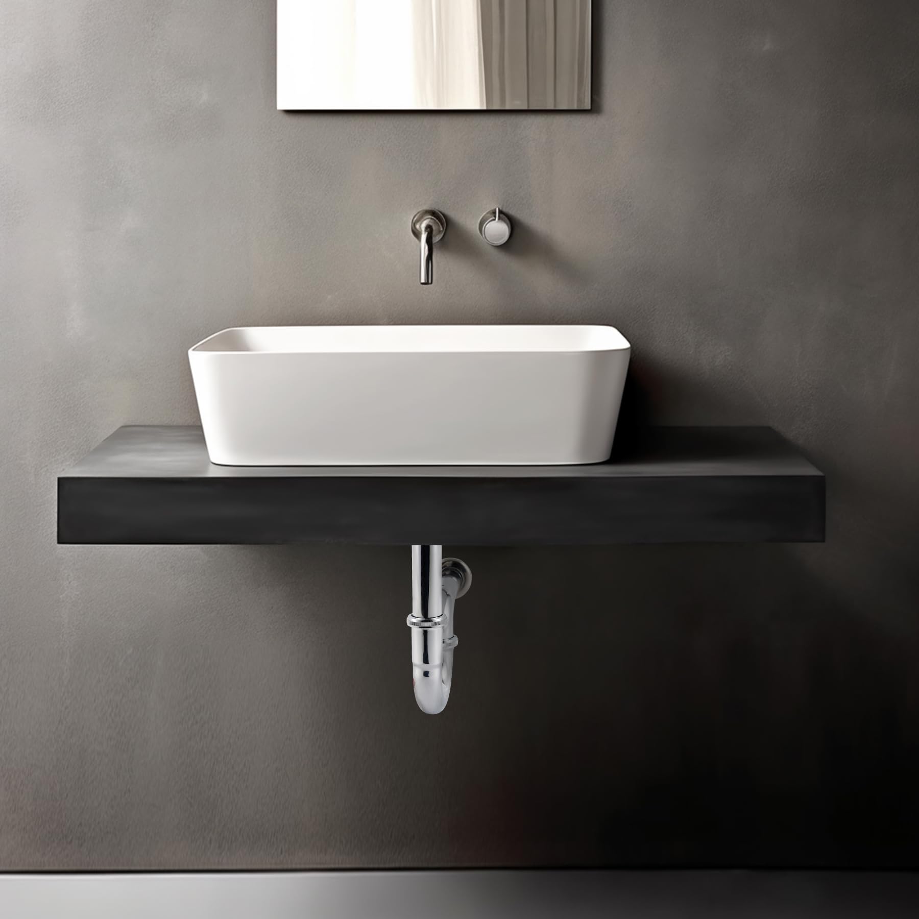 Hibbent Sifón de acero Inoxidable Para Lavabo, Tubo de Desagüe Ajustable Universal de 1-1/4", Sifón Tubular para Lavabo-Cromo