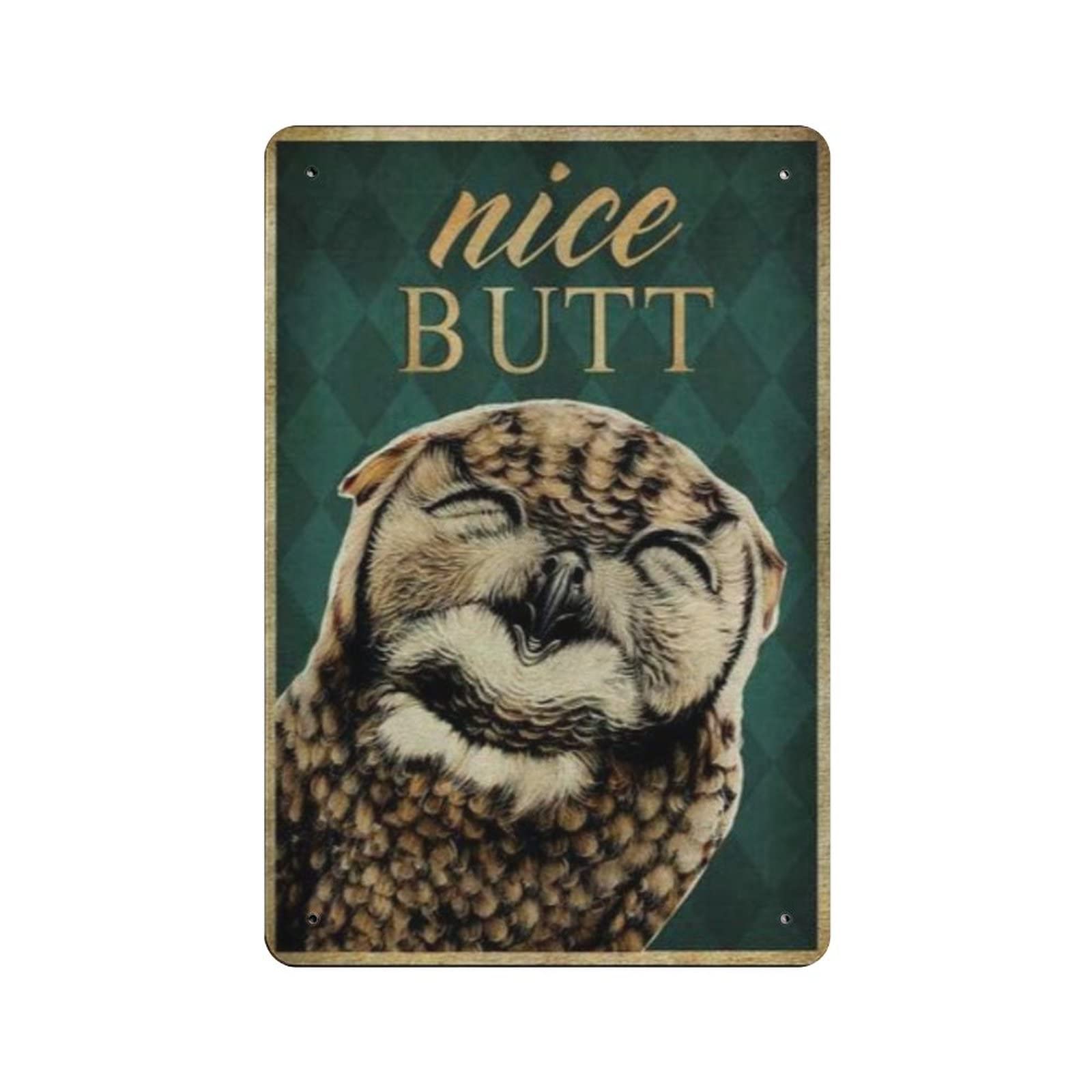 AOOEDM Nice Butt Owl Vintage Tin Sign Metal Tin Signs for Man Cave Funny Art Wall Plaque Kitchen Bar Pub Coffee Shop Wall Decor