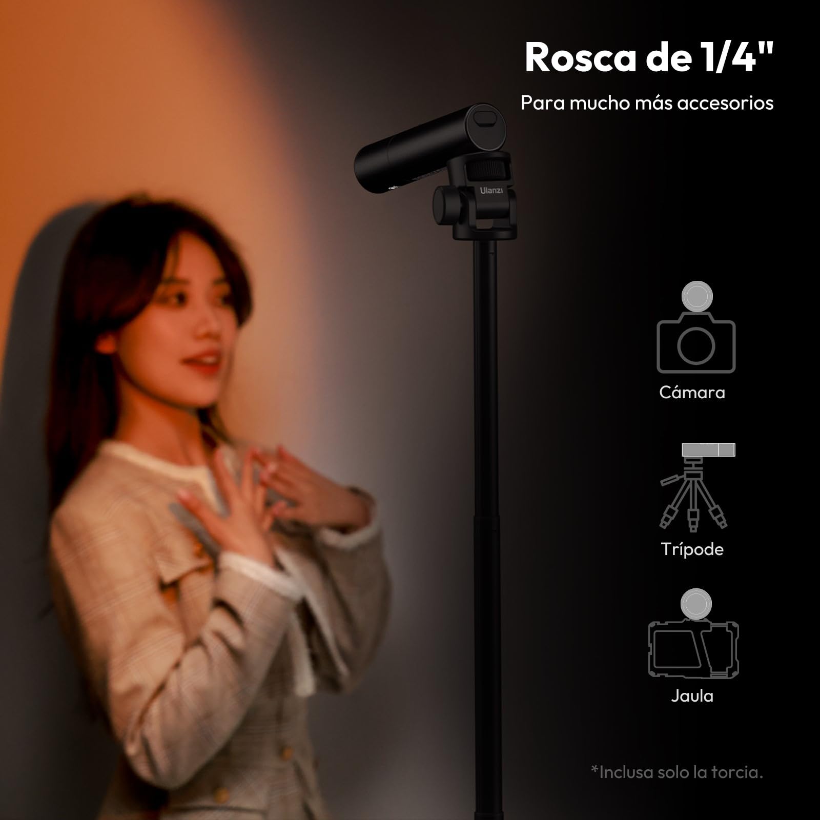 Ulanzi LM07 Linterna de Fotografía LED Bicolor 2000K-5500K, Luz Portátil Recargable con Batería de 2000 mAh, Brillo y Tamaño del Haz Ajustables, de Doble Uso, para Camping y Senderismo