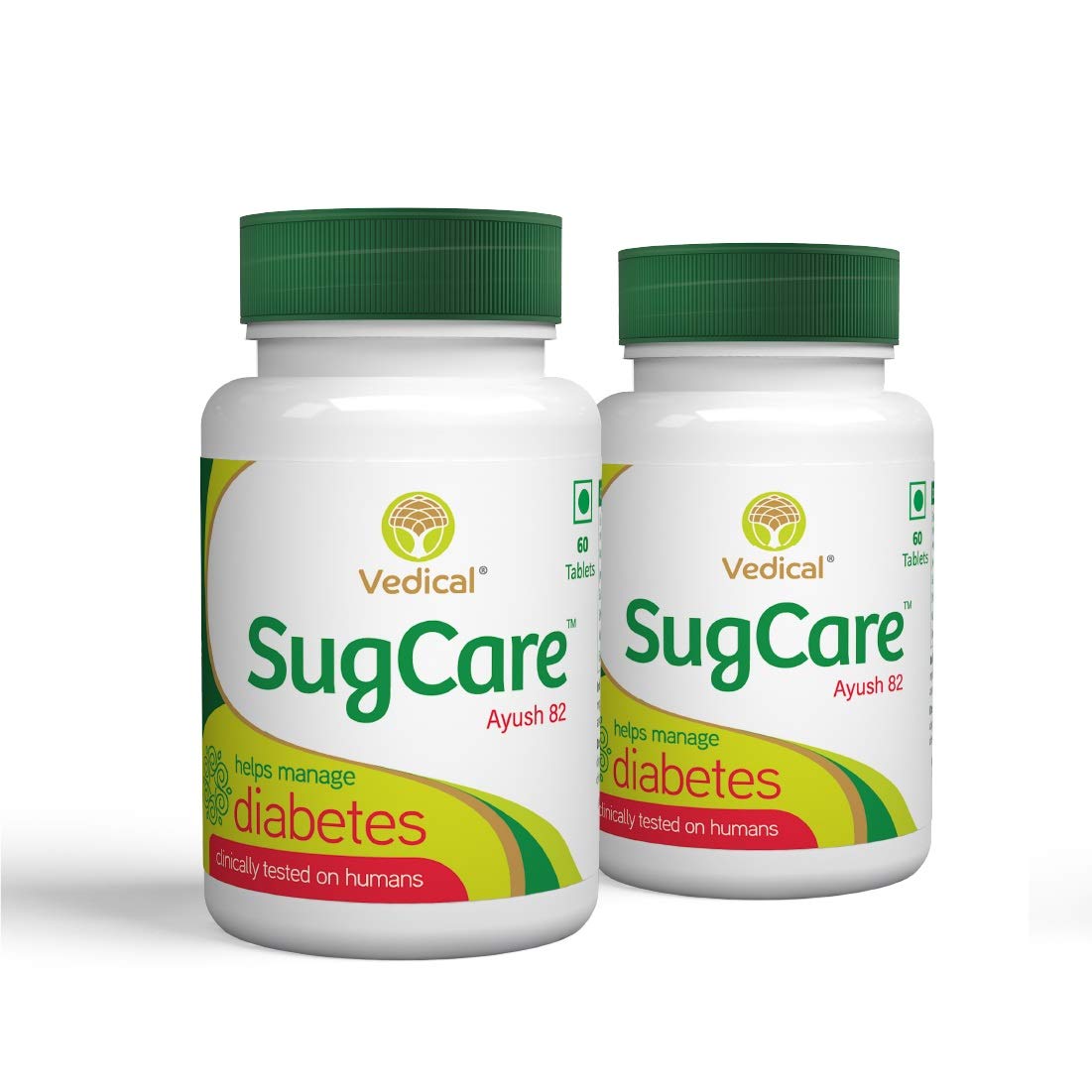 SugCare® Ayush 82 Diabetes Tablets - Ayurvedic Supplement to Control Sugar | Clinically Proven | Gudmar, Jamun, Amra, Karela Tablets with Pure Shilajit | 60 Tablets (Pack of 2)