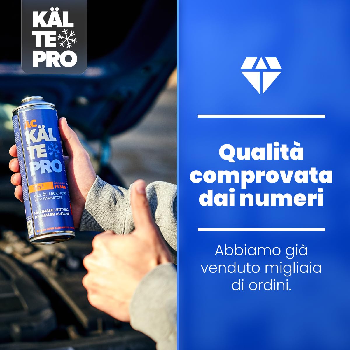 Ricarica Clima Auto R134a Fai da Te - Gas Refrigerante con Olio Lubrificante - Kit 2-in-1 per Climatizzatore Auto 1995–2016- Equivalente a 755g di Gas R134a