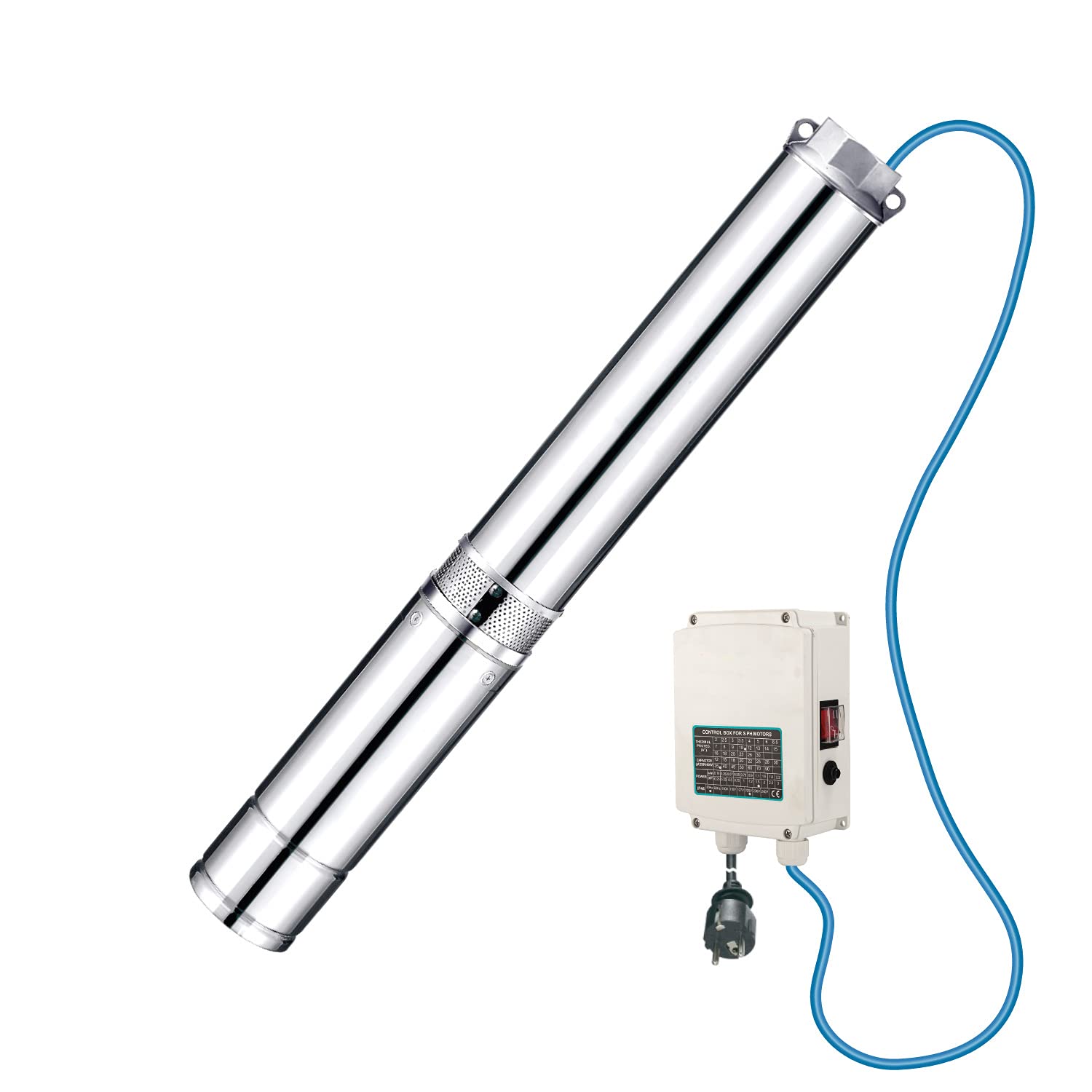 Bomba de fuente de 4 pulgadas, bomba de pozo profundo, bomba de presión sumergible, bomba de tubería, bomba de jardín, estrella de fuente, fuente de bajo consumo (4 pulgadas - 370 vatios - 4,9 bar)