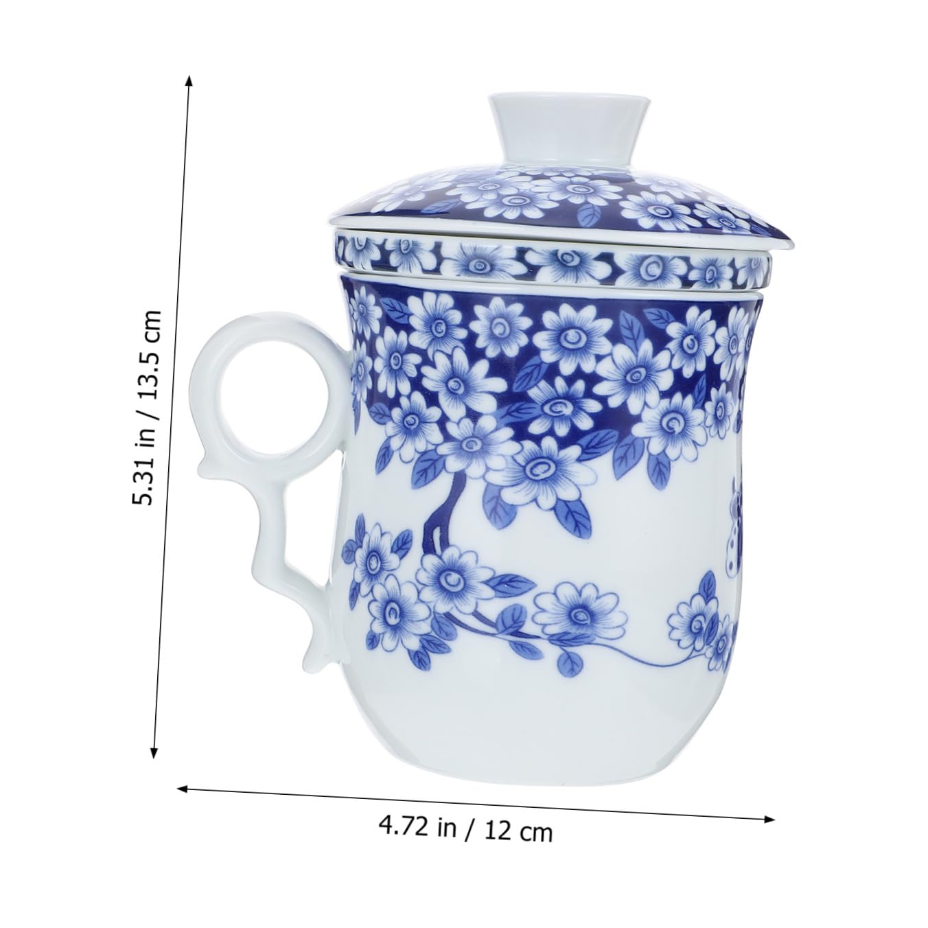 GLEAVI Tazza da Tè in Porcellana Blu e Bianca Classica, 1 Pezzo