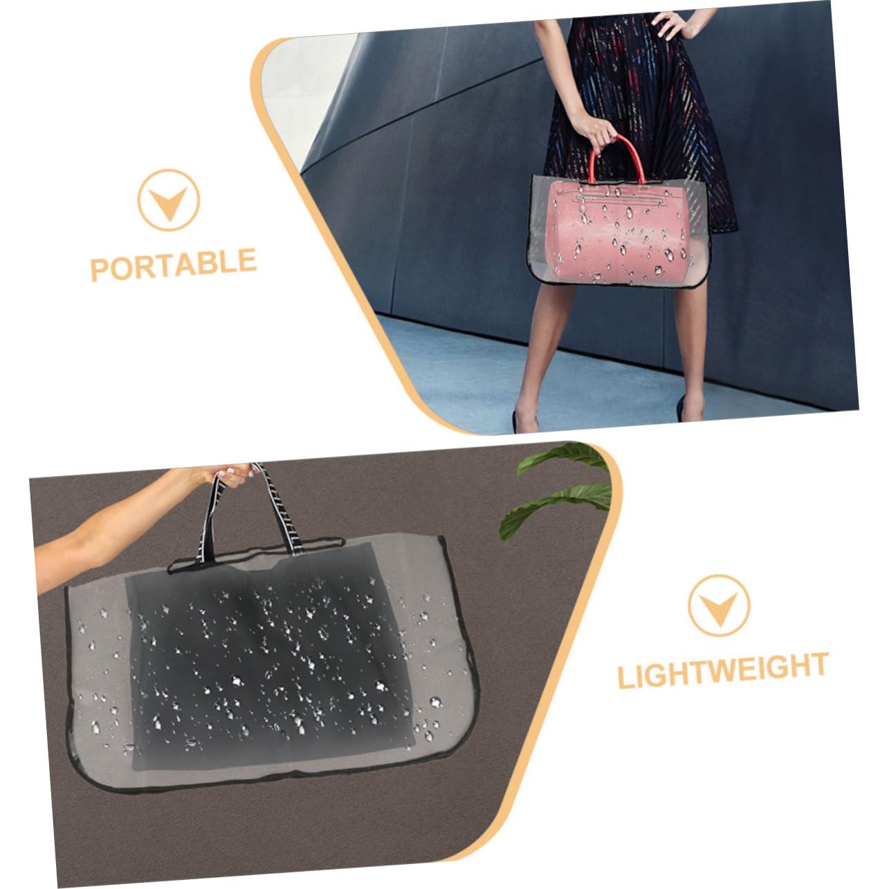 BESTOYARD Transparente Regenhülle Handtaschen Regenschutz Eva Material Verstärkte Kanten Faltbar Leicht Reise Rucksack Schutzhülle