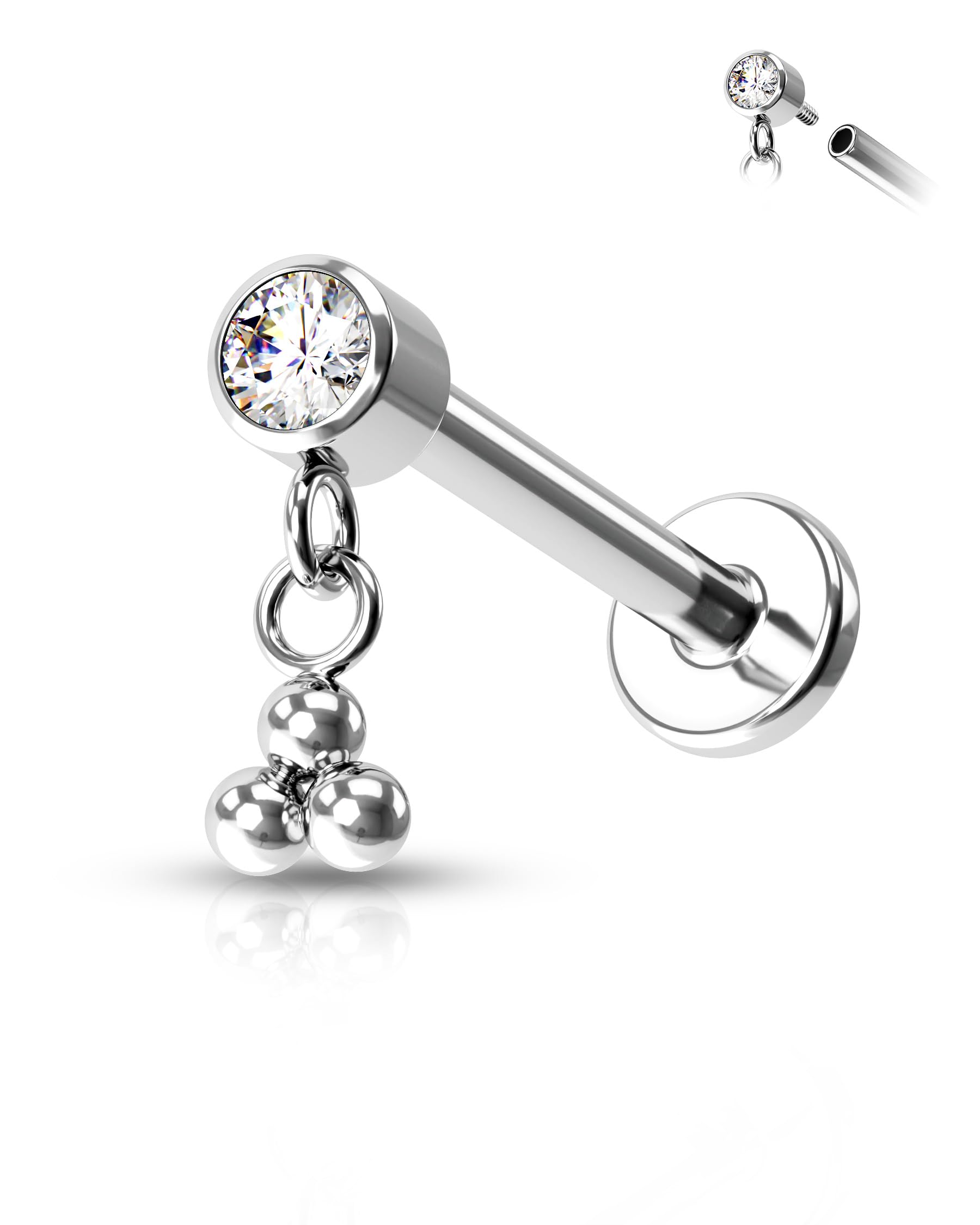 Mooncrush Jewelry Minimalist Dangle G23 Solid Titanium Cartilage Earrings Stud 16G Internally Threaded Helix Medusa Piercing Jewelry Hypoallergenic