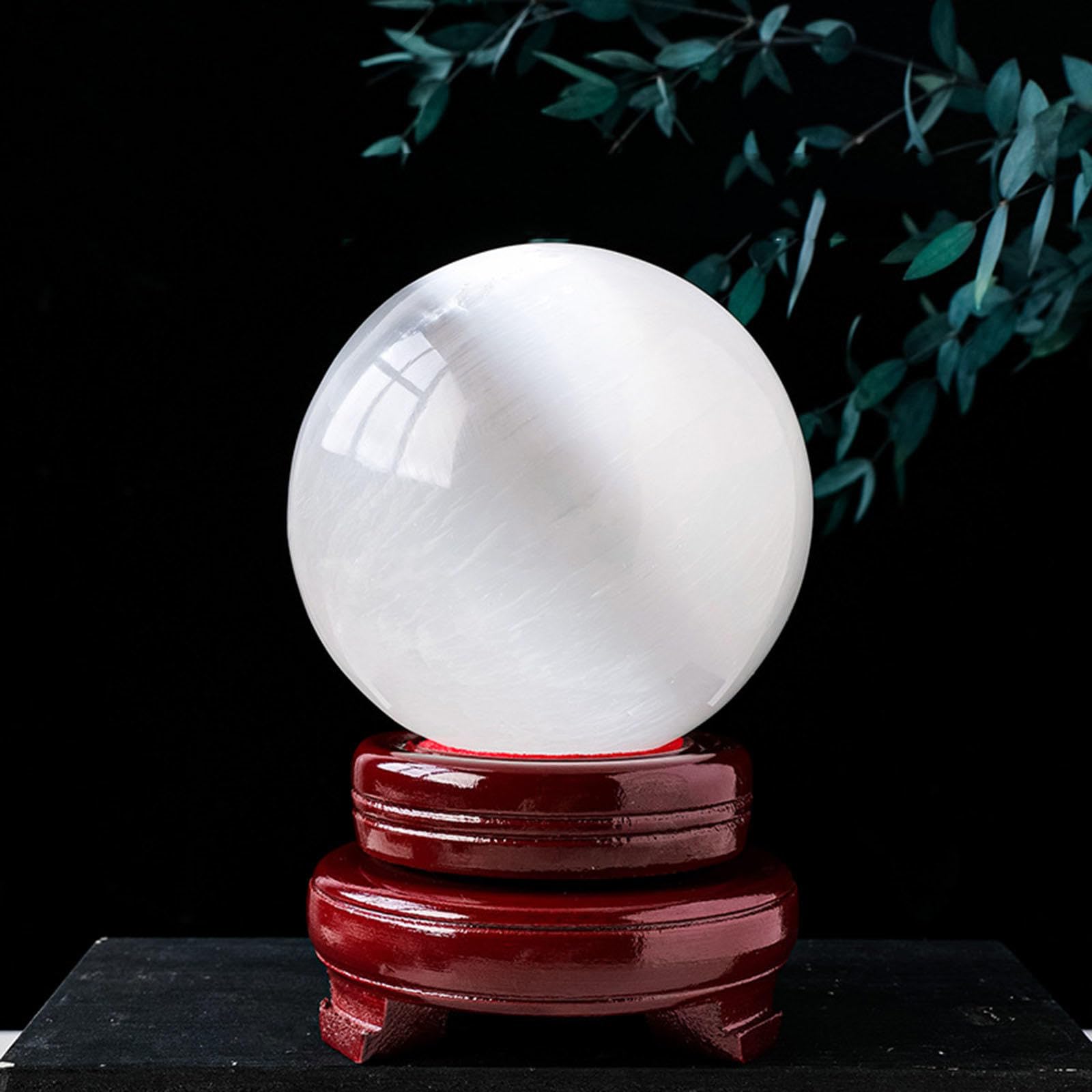 AARTERZZA Selenite Crystal Ball Gemstone Home Decoration Stone Sphere for Divination/Chakra Balance/Yoga/Home/Office FengShui,90-100mm