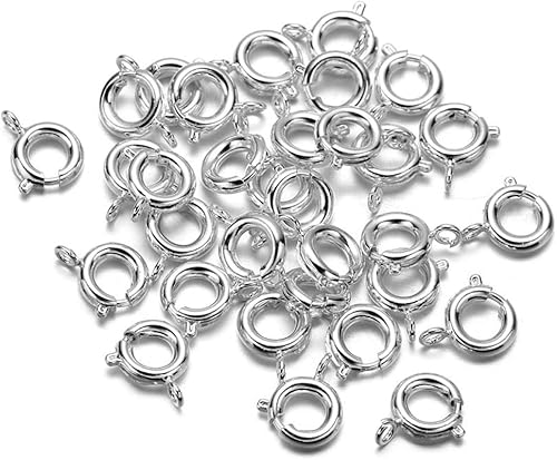 40 piezas de anillo de resorte abierto de 0.236 pulgadas de diámetro, cierres redondos, cierre de pulsera, cierre de joyería, hallazgos de