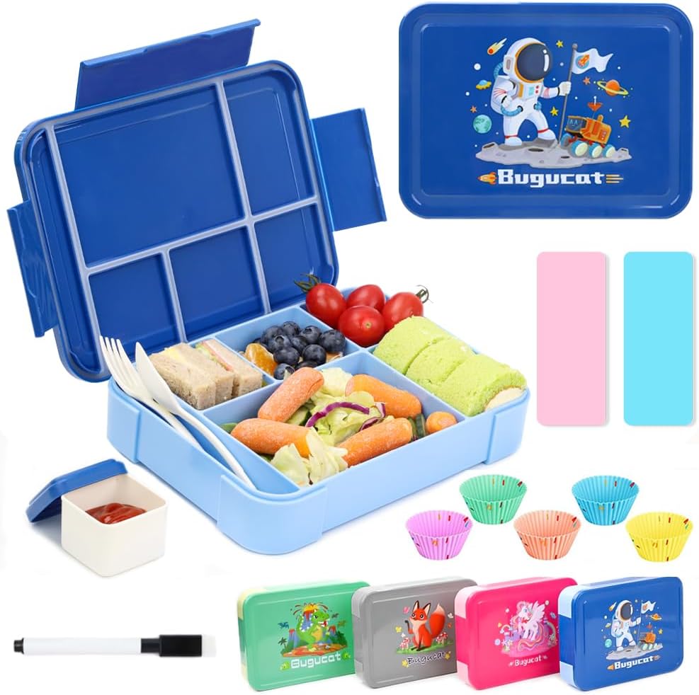Bugucat Brotdose Kinder mit Fächern 1330ML 12 PCS,Lunchbox Kinder Bento