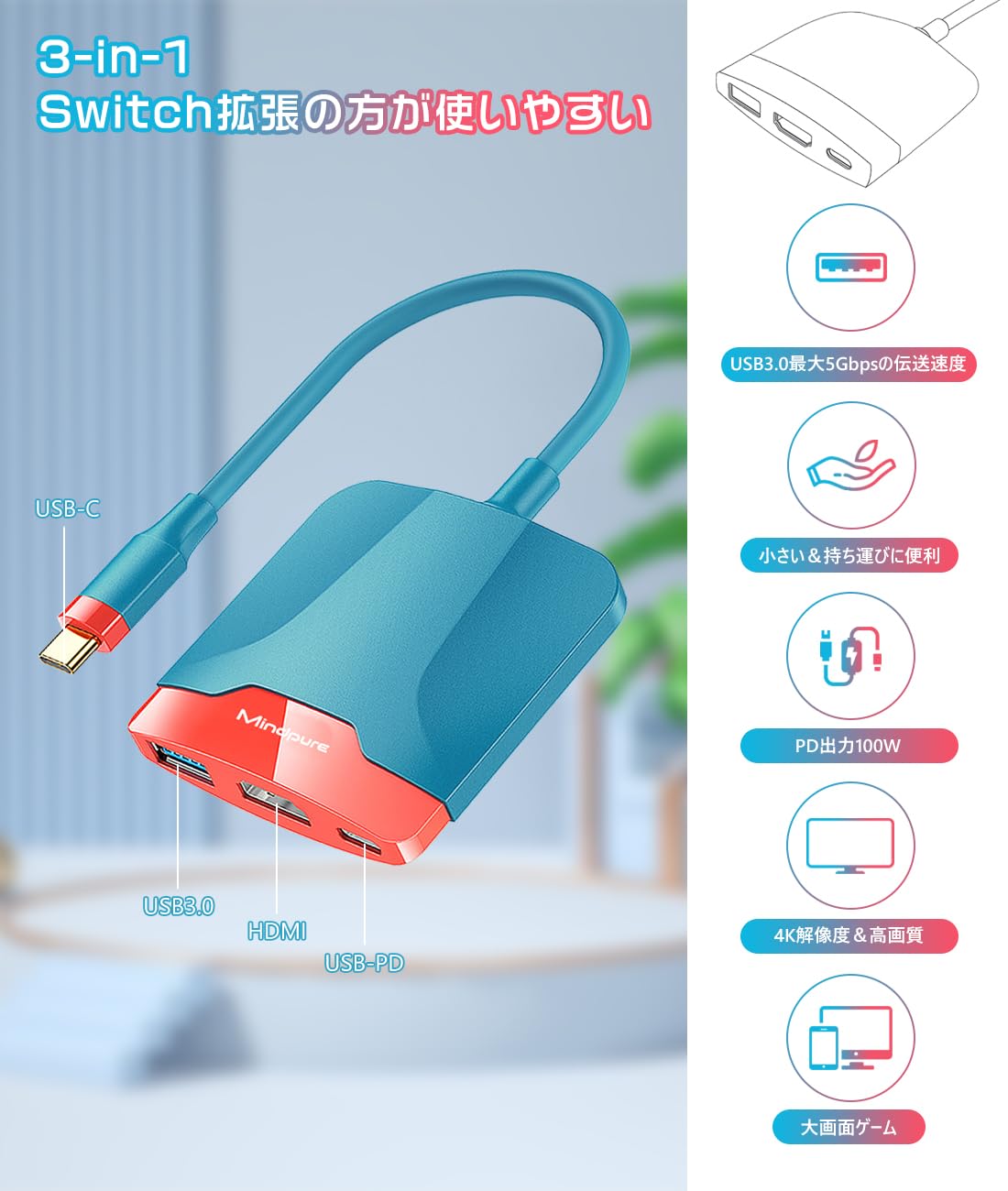 ❤最新Switchシステム対応❣スマホミラーリング機能搭載♪❤スイッチドック 楽天市場】Nintendo Switch対応 ポータブル ミニドック TypeC to