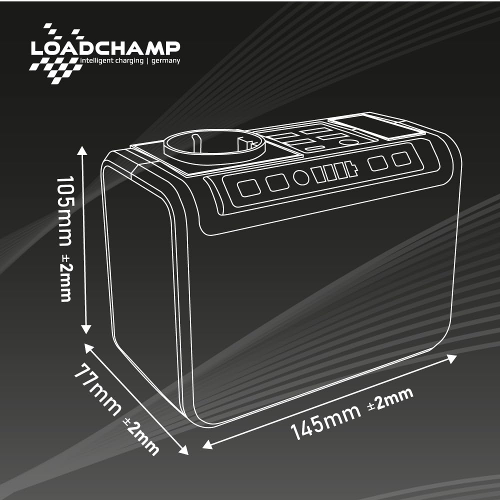 LOADCHAMP Powerbank mit Steckdose 24000 mAh 230V Powerstation Laptop