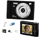 Digital Camera with Dual Screen,Autofocus 4K 48MP Vlogging Cameras for Photography with 32GB Card,Point and Shoot Kids Digital Cameras,16X Zoom,Anti-Shake,Present for Kid Teen Beginner. (Black)