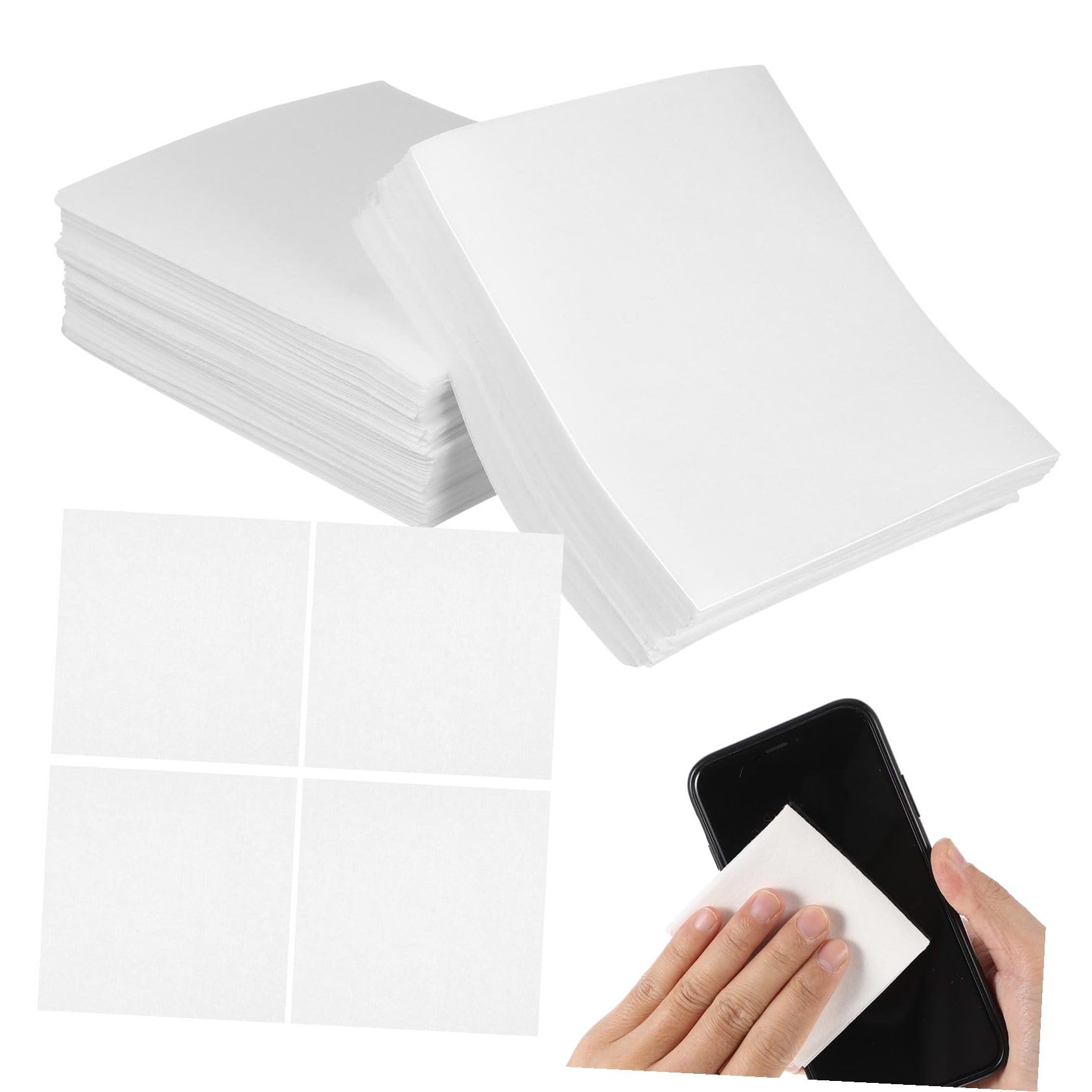 Ipetboom 300 Toallitas de Papel de Limpieza Desechable sin Polvo para Gafas y Teléfonos, Efecto de Limpieza y Prevención de Rayaduras, Fibra de Poliéster y Pulpa de Madera, Uso en Oficina