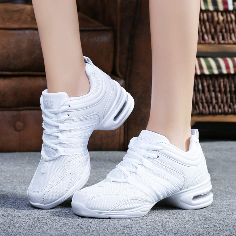 Padgene Scarpe Jazz Donna Scarpe da Ginnastica Lacci Cuscino Traspirante Signore Suole Divise Scarpe da Danza a Camminare Sportive