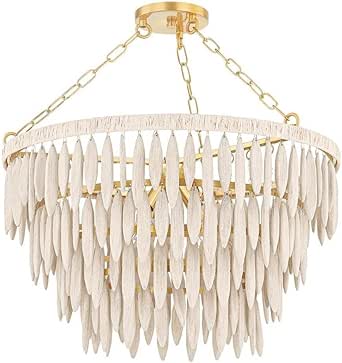Mitzi H805804-AGB Tiffany - 4 Light Chandelier 15.25 inches Tall and 24 inches Wide - Aged Brass/Textured Cream