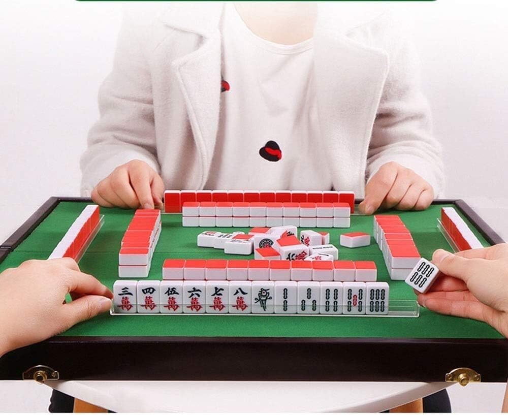 Ensemble de Mahjong Ensemble de Mahjong Jeu de Rassemblement Pack de Jeu Traditionnel(Bianco)