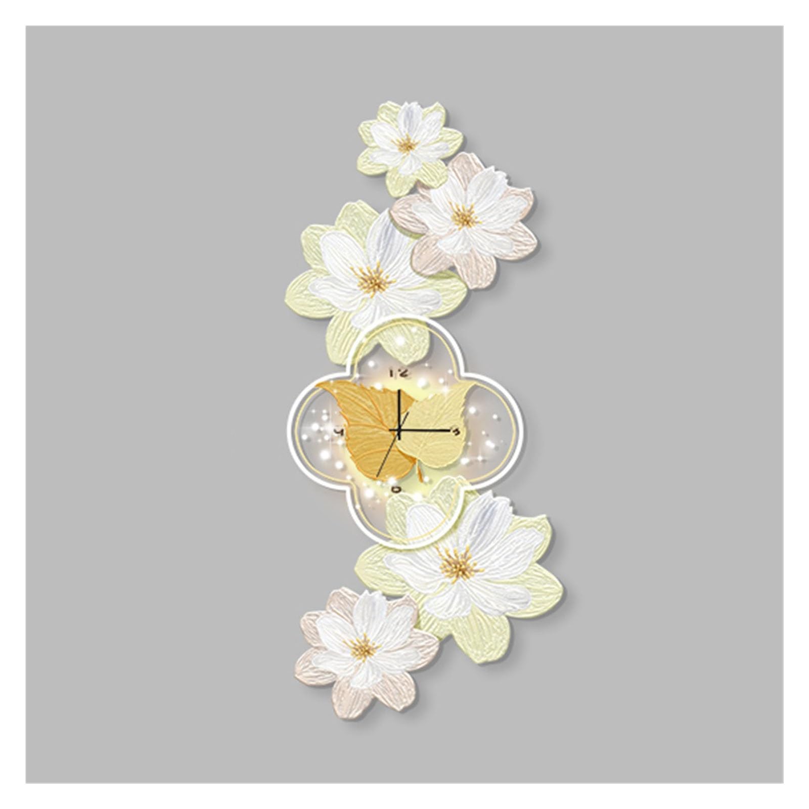 Reloj cocina Lámpara de pared flores con reloj, lámpara grande, decoración