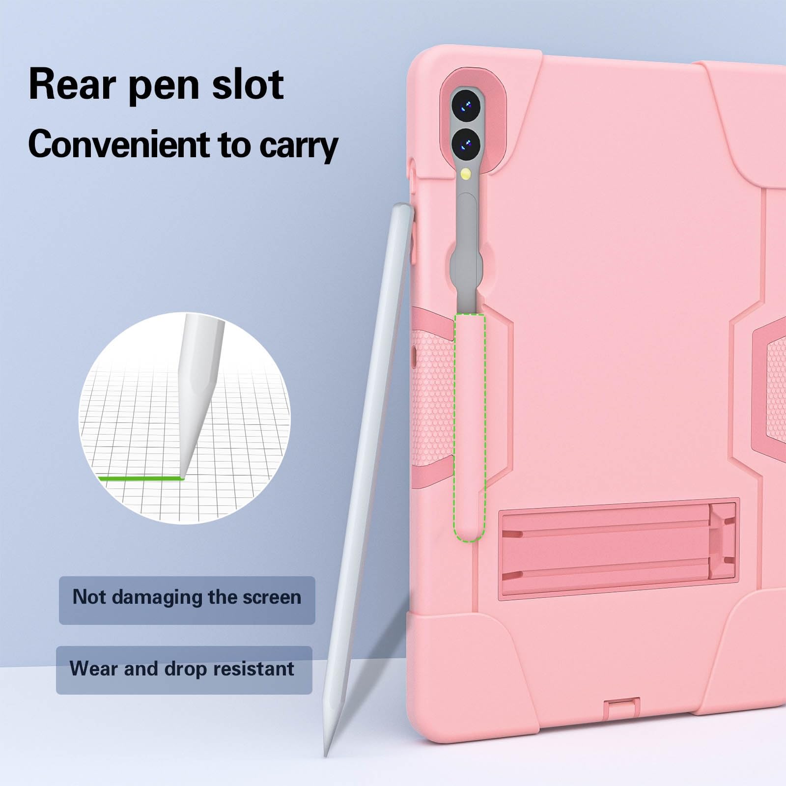 Do Samsung Galaxy Tab S9 Plus/Tab FE Plus SM-X810/X818U 31.5 cm (2023) etui silikonowe do tabletu z podpórką, wytrzymałe, odporne na wstrząsy, wytrzymałe etui ochronne (różowe złoto)