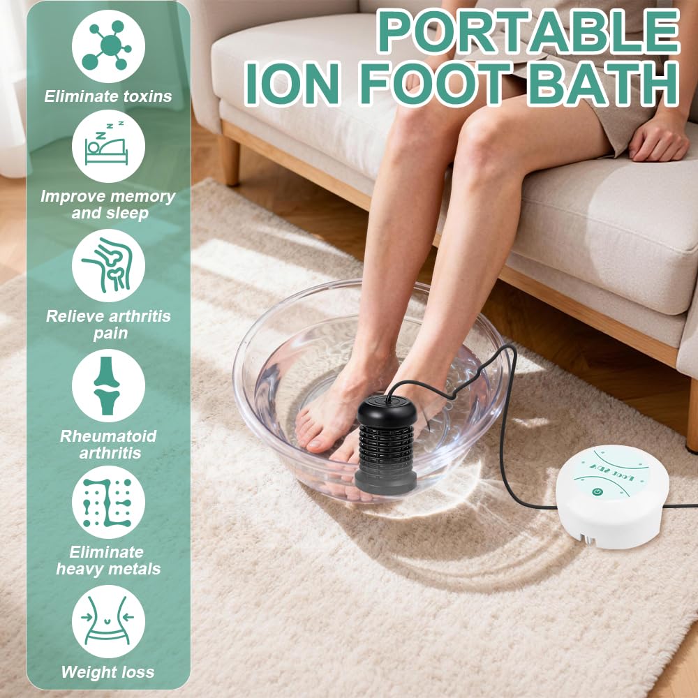 Bain de Pieds Ionique Détox, Ionic Foot Cleanse Ion Detox Machine, Bain de Pieds électrolytique détoxifiant, kit de bassin Ionique Foot Spa Detox, système de bain de pied ionique (bac non inclus)