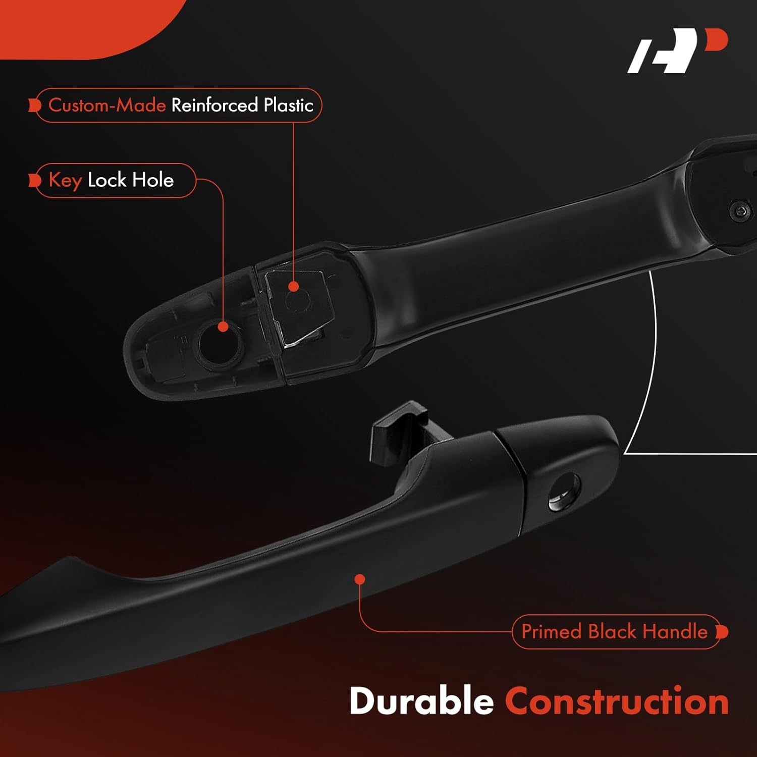 A-Premium Front Left Driver Exterior Door Handle - Compatible with Honda CR-V CRV 2012-2016, Civic 2012-2015, Without Passive Entry, Primed Black, Replace# 72144-TR0-A11ZD, 72181TR0A11ZD