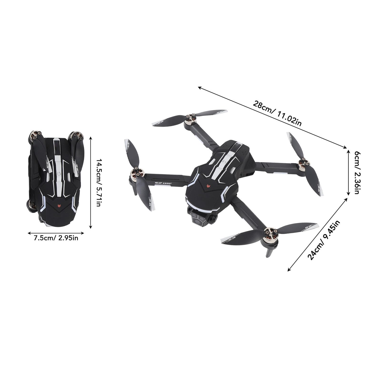 GPS Drone, Quadcopter RC sin Escobillas con una Cámara Dual de 8k HD, Evitación de Obstáculos Inteligentes, Control Remoto de Pantalla, Aterrizaje de Despegue Clave, Filtros de