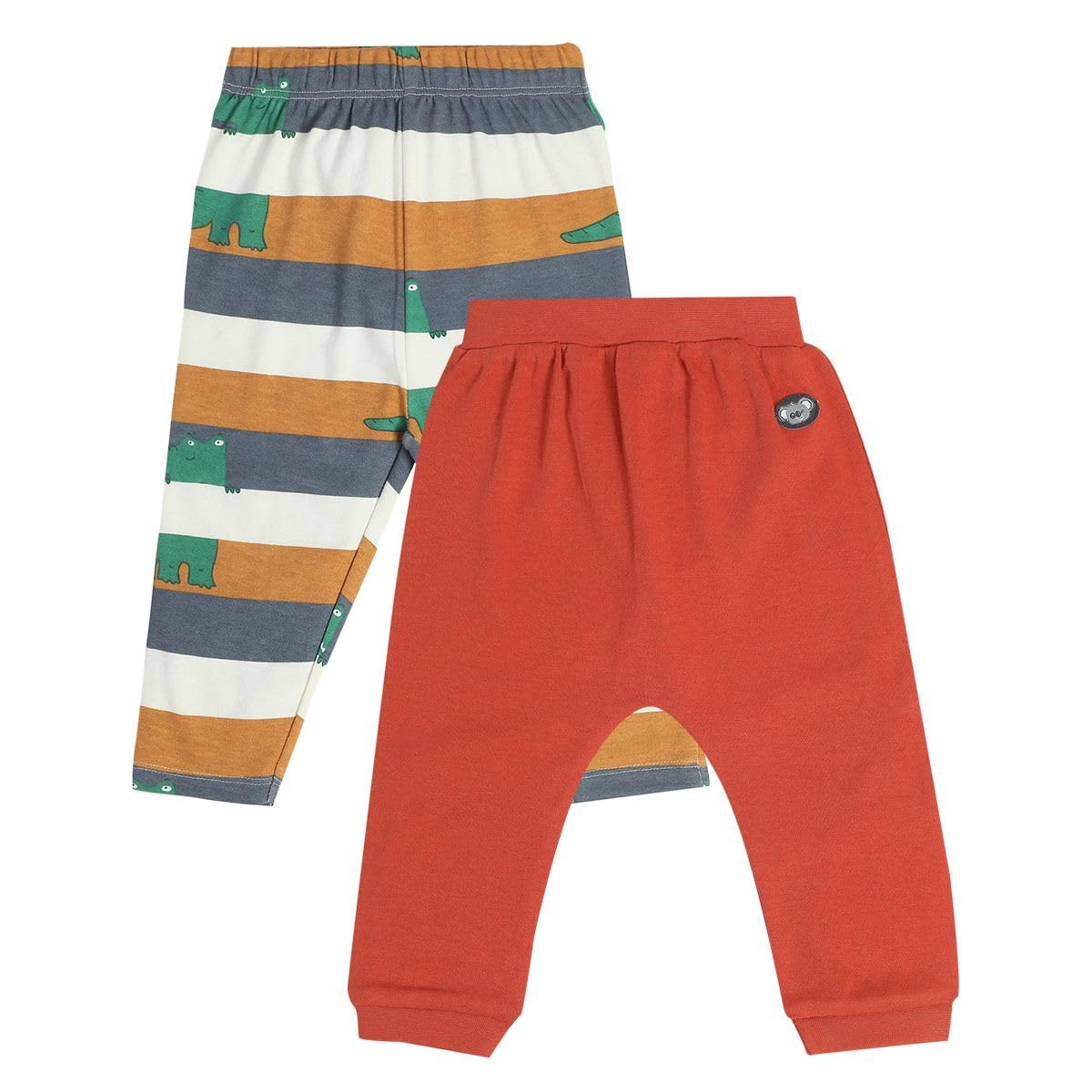 Mini Klub Baby Boys All Around Elastic Full Length Knit Bottom, Pack of 2 (Brown/Rust Red Color)-picture-13