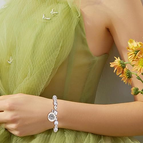 Miniatura 5 de PH PandaHall 60 dijes de flores de loto, de aleación tibetana de plata antigua, dijes florales planos, dijes de cuentas de metal para pulseras,