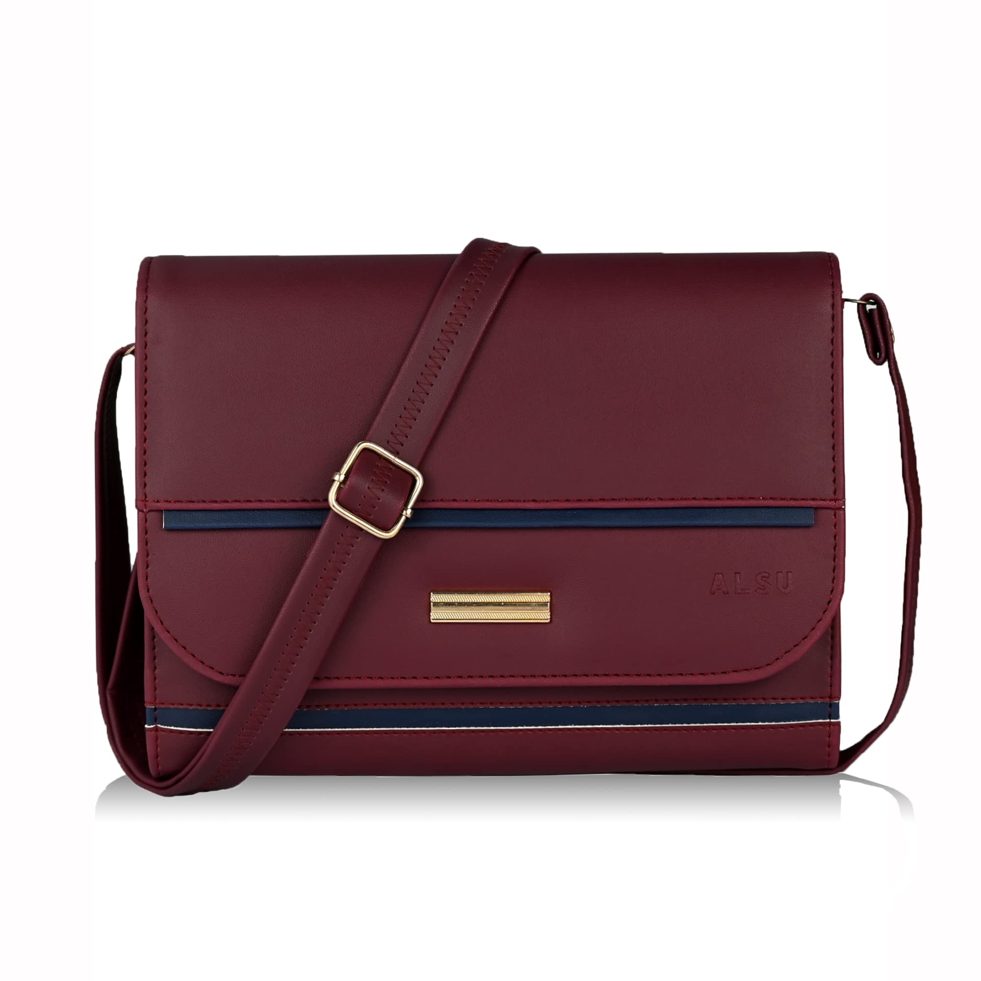 ALSUWomen's Maroon trendy Sling Bag | deattachable straps |card slots (irf-014mar)